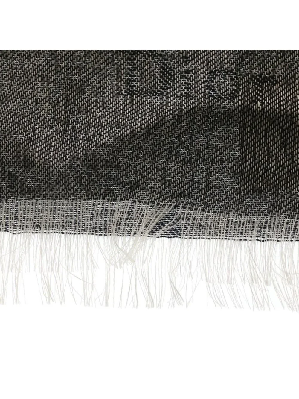 Dior Logo Cashmere Fringe Shawl Scarf Gray